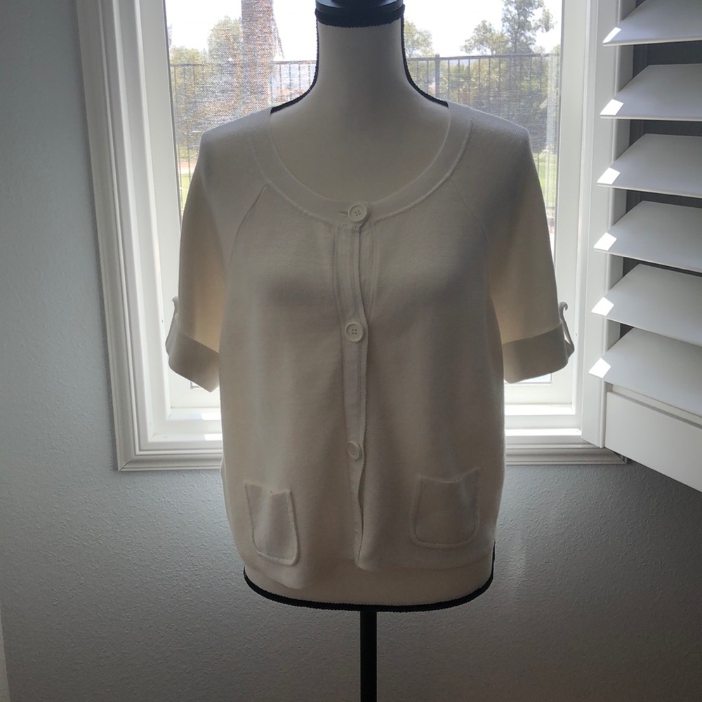 Ann Taylor Loft cropped white sweater.